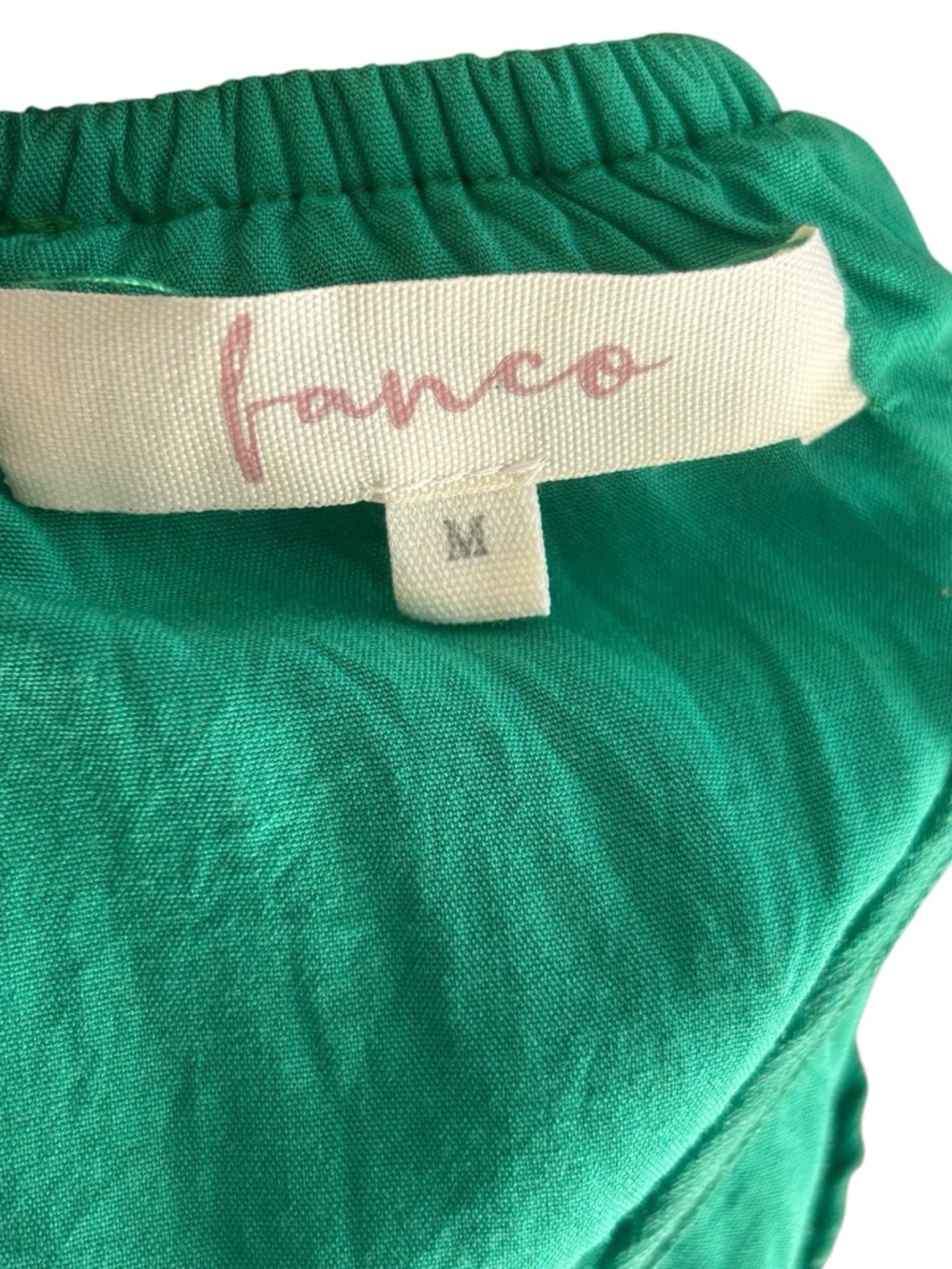 Fanco green asymmetrical design lined midi length sun dress Sz M - Picture 6 of 6